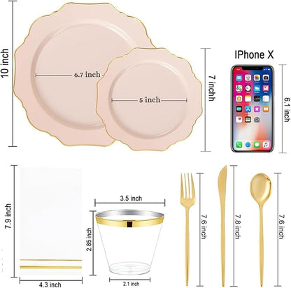 175Pcs Pink Plastic Plates - Image 10