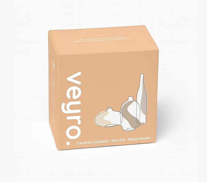 VEYRO Ceramic Coasters Set of 6 or 4 – Absorbent Stone Drink Coasters - Image 7