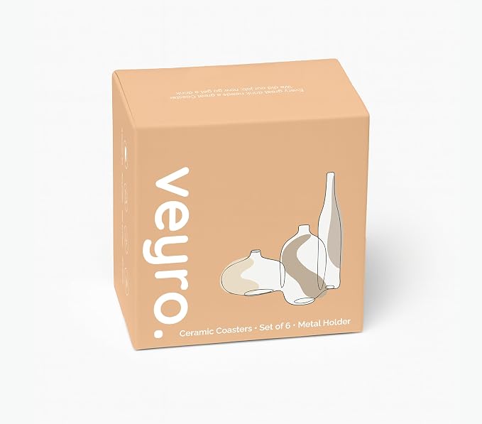 VEYRO Ceramic Coasters Set of 6 – Absorbent Stone Drink Coasters - Image 7