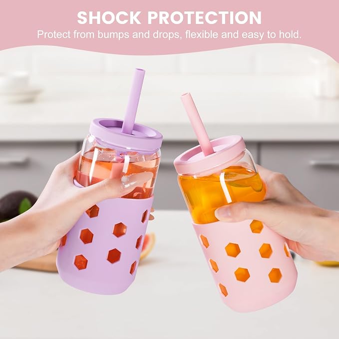Mrsdry 16 oz Glass Cups with Lids and Straws - Image 8