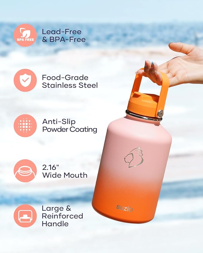 BUZIO 64 oz Insulated Stainless Steel Water Bottle - Image 6