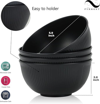PYRMONT Unbreakable Cereal Bowl 26 OZ Alternative Plastic Bowls Reusable Wheat - Image 2