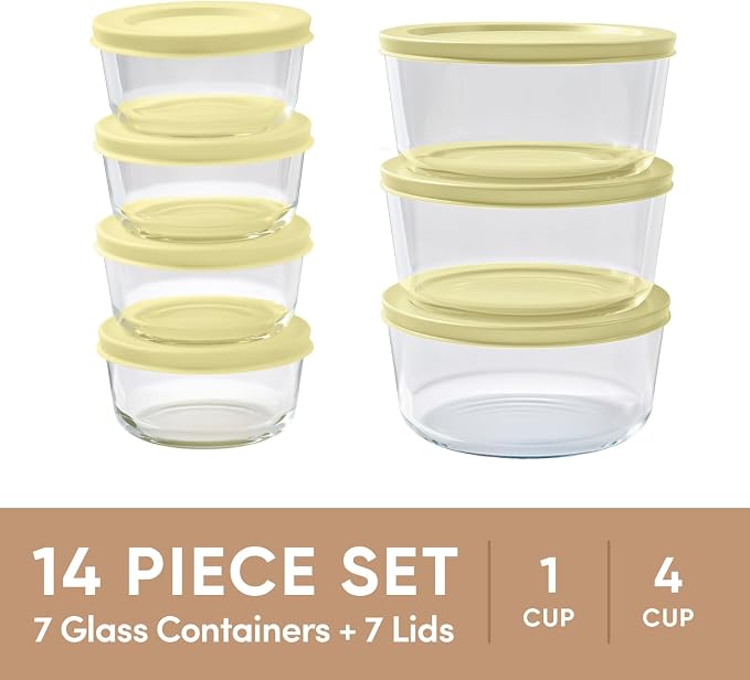 14-Piece Glass Food Storage Containers Set | 1-Cup & 4-Cup, Leakproof | - Image 3