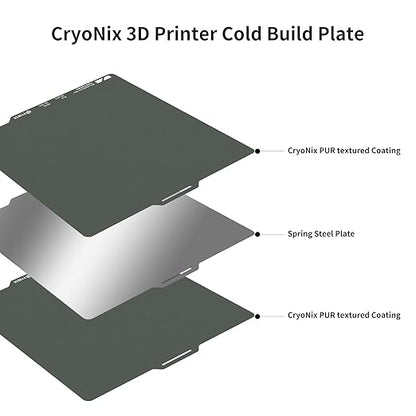 FYSETC 3D Printer Accessories 256mm Build Plate: Gray A1 257X257mm Dual Side Textured PEI Heated Bed Surface Upgrade CryoNix Sheet 10.1 in for P2S P1P P1S X1 X1C X1E Printing Project