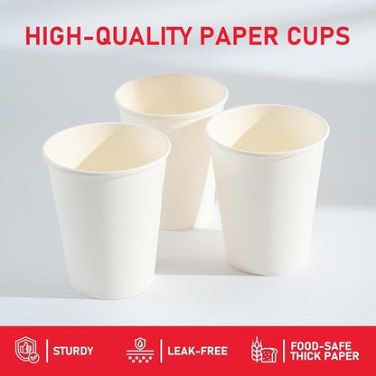 12 oz 500 Pack Paper Coffee Cups, Hot Disposable Paper Cups, Thickened - Image 3