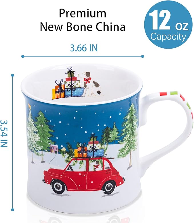 12 oz Christmas Car Coffee Mug, Festive New Bone China Mug - Image 3