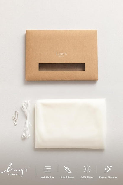 Ling's Moment 10Ft Ivory Chiffon Like Table Runner - Image 6