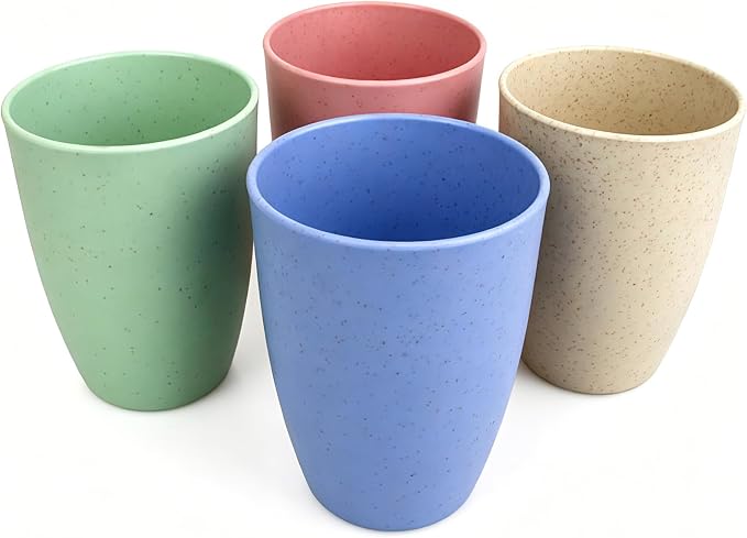 Wheat Straw Cups set of 4, Unbreakable Drinking Cup | Reusable Cups, Dishwasher by Soptalles