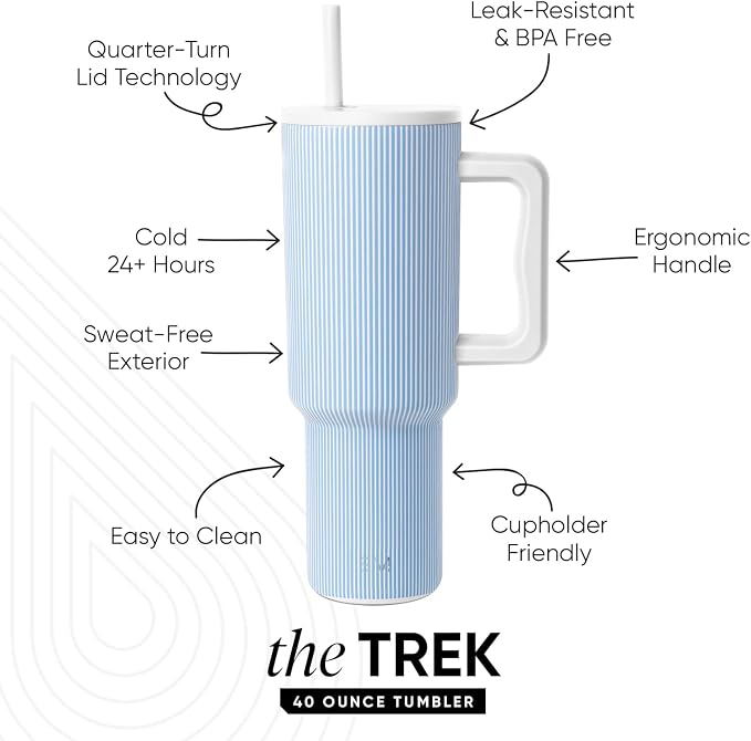 Simple Modern Tumbler with Handle and Straw | 40oz | Striped | Trek Tumbler - Image 2