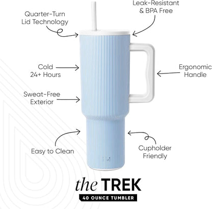 Simple Modern Tumbler with Handle and Straw | 40oz | Striped | Trek Tumbler - Image 2