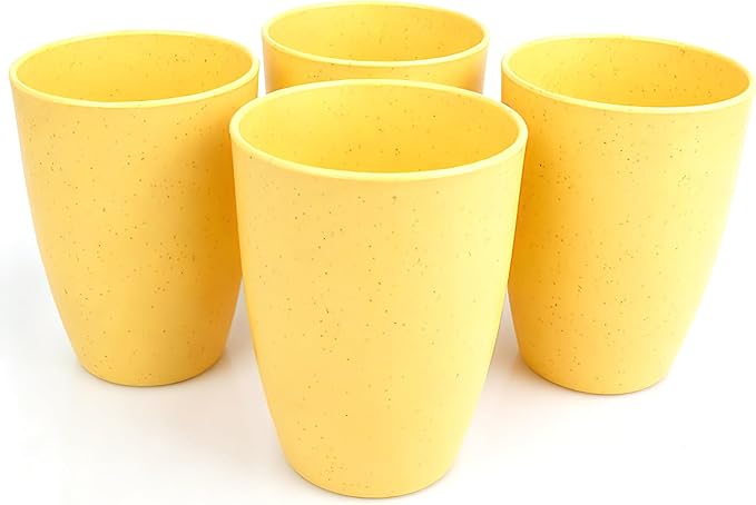 Wheat Straw Cups set of 4, Unbreakable Drinking Cup | 12 Oz Reusable Cups by Soptalles