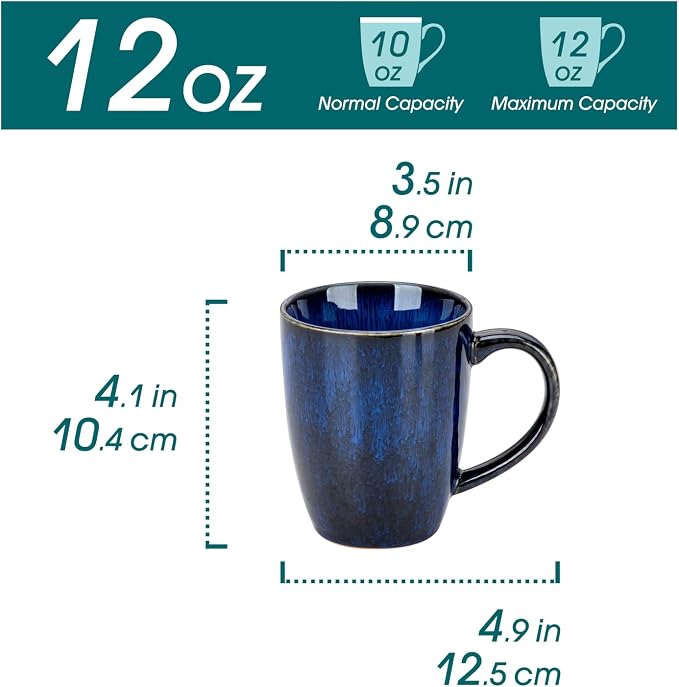 vancasso STARRY Ceramic Coffee Mug Set of 6, 12 Oz Tea Cups - Image 2