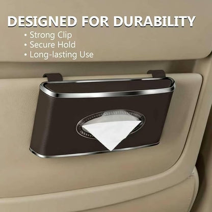 Faux Leather Car Tissue Box for Car Interior, Armrest & Back Seat Napkin - Image 2