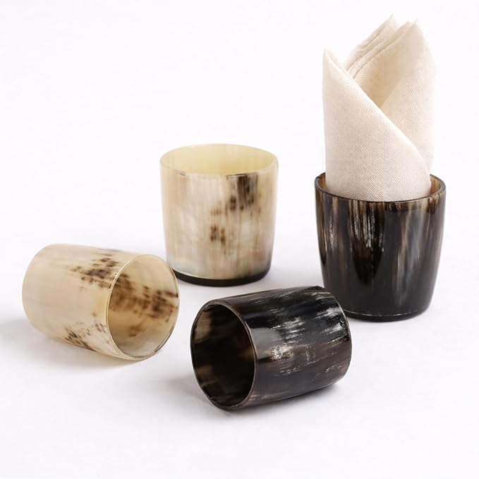 Handicrafts Home Handmade Horn Shot Glasses Set of 2, 3 oz Natural Viking - Image 3