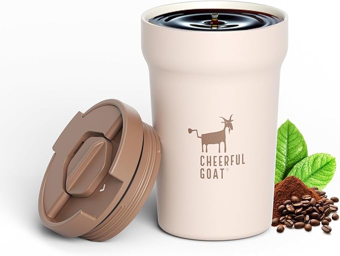 CHEERFUL GOAT Ceramic Lined Coffee Mug – Stainless Steel Travel insulated by CheerfulGoat