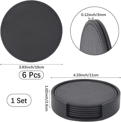 6PCS 4 Inch PU Leather Coasters - Image 2