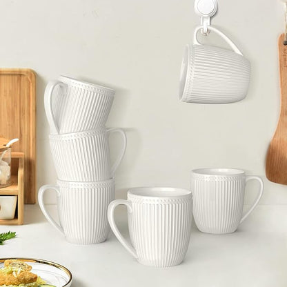 Coffee Mugs Set of 6, 16 Oz White Coffee Mugs | HomeElves Porcelain Mugs - Image 5