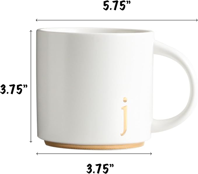 COLLECTIVE HOME Ceramic Coffee Mug, 15 oz Monogram Cup - Image 2