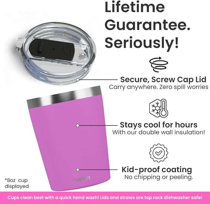 CUPKIN Toddler Tumblers, The Original 12 oz Stackable Stainless Steel Cups - Image 3