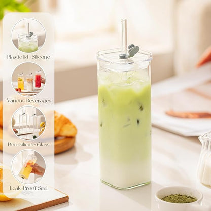 6 Sets Square Drinking Glass Cups, Old Fashioned Glasses, 17 Oz Square Glasses - Image 4