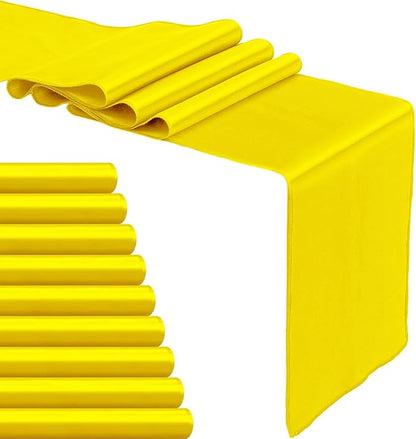 10-Pack Yellow Satin Table Runner 12 x 108 Inch Long Bright and Smooth Silk - Image 8