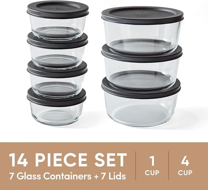 14-Piece Glass Food Storage Containers Set | 1-Cup & 4-Cup, Leakproof | - Image 3