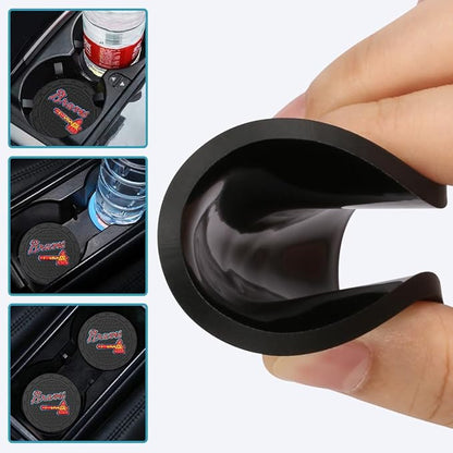Silicone Braves Car Cup Holder Coasters,Baseball Fans Car Coasters for Atlanta Braves Fans, Non-Slip Universal Fit Cup Holder Insert