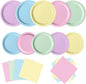 Oigco 60 PCS Pastel Paper Plates and Napkins, Pastel Party Decorations by Oigco
