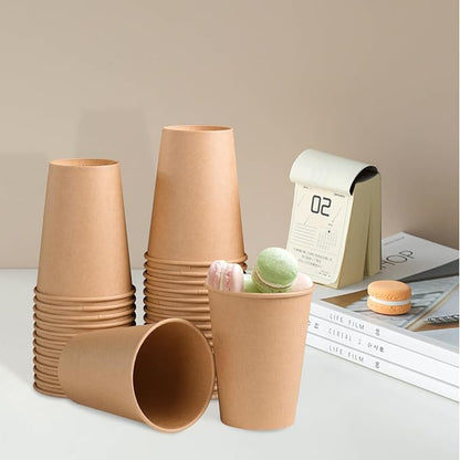 BYSNOW 300 Pack 8 oz Kraft Paper Cups, Disposable Coffee Hot Water Cups | - Image 5
