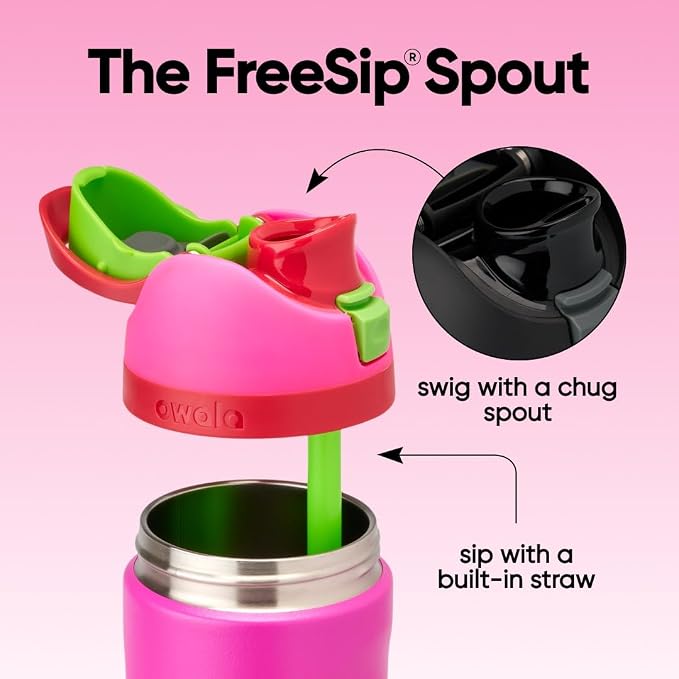 Owala FreeSip Kids Stainless Steel Water Bottle 16 oz All the Berries - Image 2