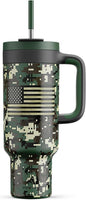 50 oz Camo Tumbler with Handle, 2-in-1 Straw and Sip Lid, Dishwasher Safe by POWCAN