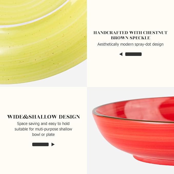 Y YHY Pasta Bowls Set of 6, 30 oz Ceramic Shallow Bowls, Serving Bowls Pasta - Image 4