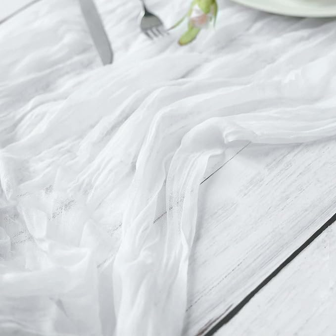 Efavormart 10FT White Cheesecloth Table Runner, Gauze Fabric Boho Wedding Arbor - Image 8