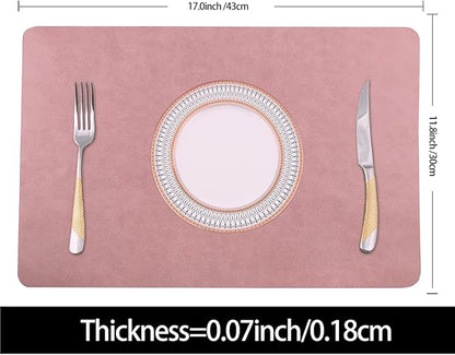 Placemats for Dining Table Set of 4,Design-Classic Faux Leather Eco-Friendly Place Mats,Waterproof&Stain Resistant Table Mats,Washable,Heat-Resistant,Non-Slip for Dining Table Decor (Pink, 4)