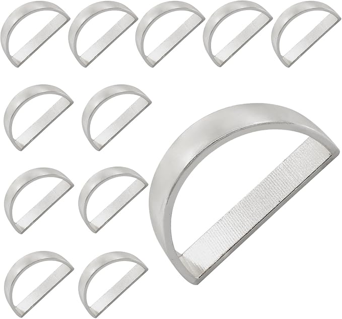 Matte Silver Napkin Rings Set of 12, Semicircle Metal | 48mm, Elegant Modern by Rierdge