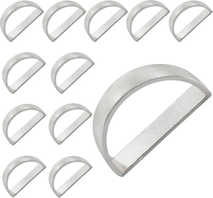 Matte Silver Napkin Rings Set of 12, Semicircle Metal | 48mm, Elegant Modern by Rierdge