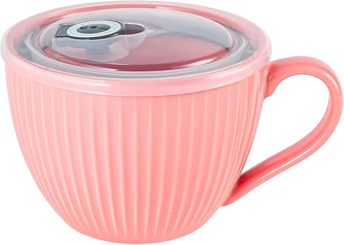 24oz Soup Mug with Handle & Lid, Microwave Soup Bowl/Cup, Ice Cream and by Hoilse