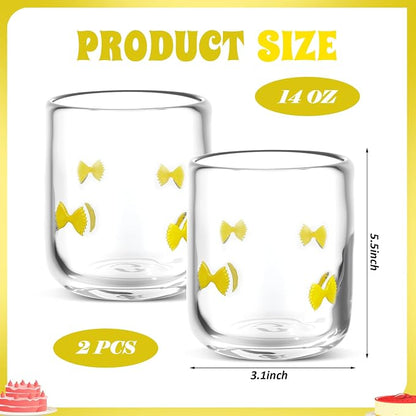 SiliFine 2 PCS Farfalle Pasta Icon Juice Glasses - 14oz Farfalle Pasta Stemless - Image 3
