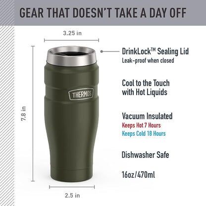 THERMOS Stainless King Stainless Steel Tumbler, Army Green | Vacuum-Insulated - Image 2