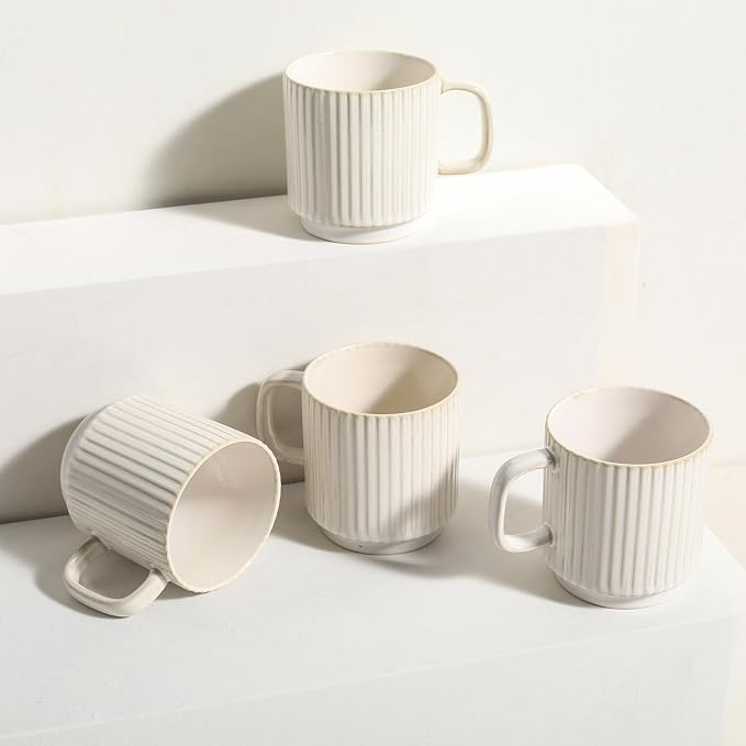 Coffee Mugs Set of 4, 12 Oz Vintage Ceramic Coffee Mugs, Porcelain Tea Cups - Image 9