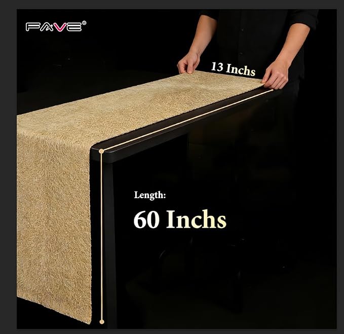 FAVE Gold Table Runners 60 Inches Table Runner Line Shaped | Short Table Runner - Image 5