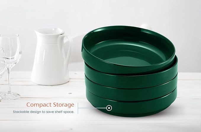 KooK Ceramic Large Pasta Bowls, Microwave and Dishwasher Safe, Shallow Serving - Image 5