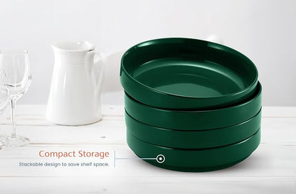 KooK Ceramic Large Pasta Bowls, Microwave and Dishwasher Safe, Shallow Serving - Image 5