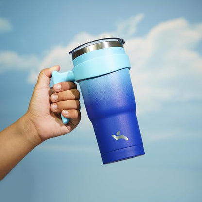 Konokyo 20 oz Tumbler with Handle and Straw, Insulated Travel Mug | Sky; - Image 5