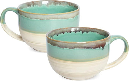 Ceramic Jumbo Coffee Mug Set of 2, 23 Oz, Large Mug Soup Bowls by Bosmarlin