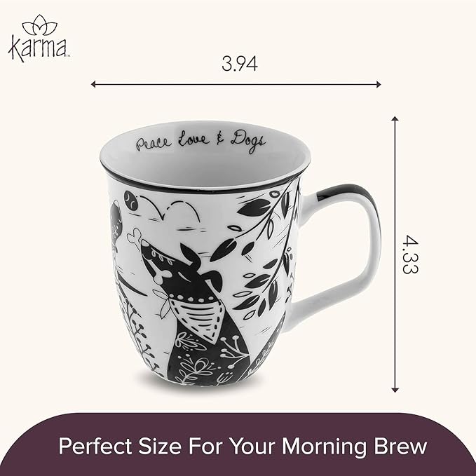 Karma Gifts 14 oz Black and White Boho Mug Raven - Image 2