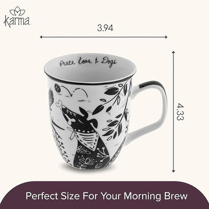 Karma Gifts 14 oz Black and White Boho Mug Tiger - Image 2