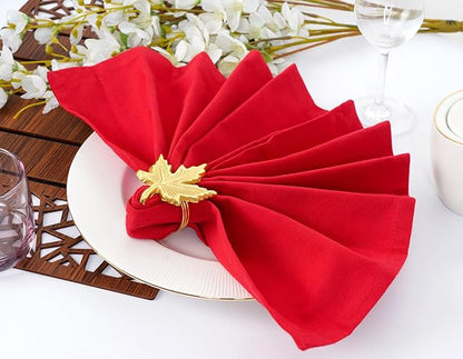 Blue Needles Solid Cloth Napkins Set of 12 Red 100% Cotton Dinner Napkins 18x18 inches - Soft, Reusable, Absorbent & Washable Linen, Ideal for Valentine's Day Events, Parties & Everyday Use