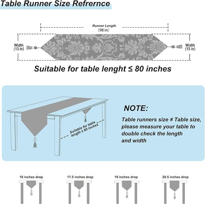 Luxurious Table Runners 98" Long Chenille Jacquard Wedding Decor Baby Blue | - Image 2