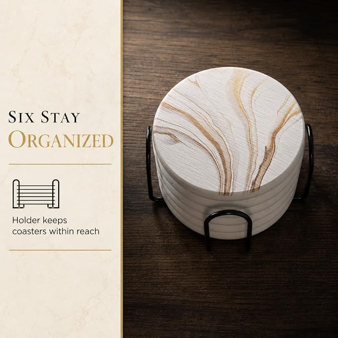 Absorbent Stone Coasters Set of 6 - Image 4